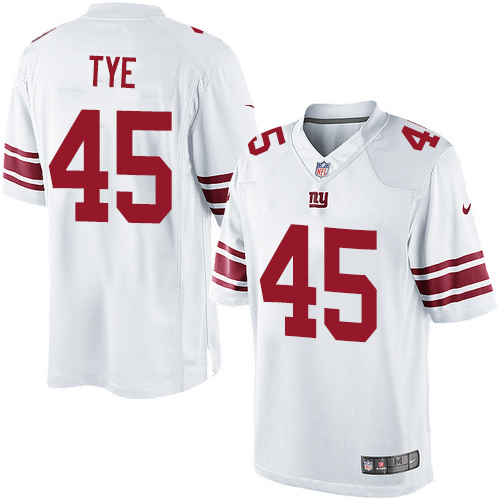 Men's Limited Will Tye Nike Jersey White Road - #45 NFL New York Giants